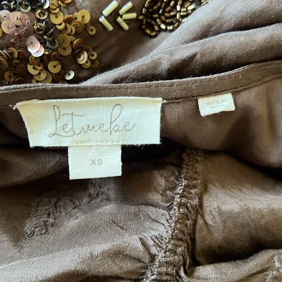 Anthropologie Let Me Be Beaded Sequined Wrap Dress in Dark Brown - Picture 6 of 7